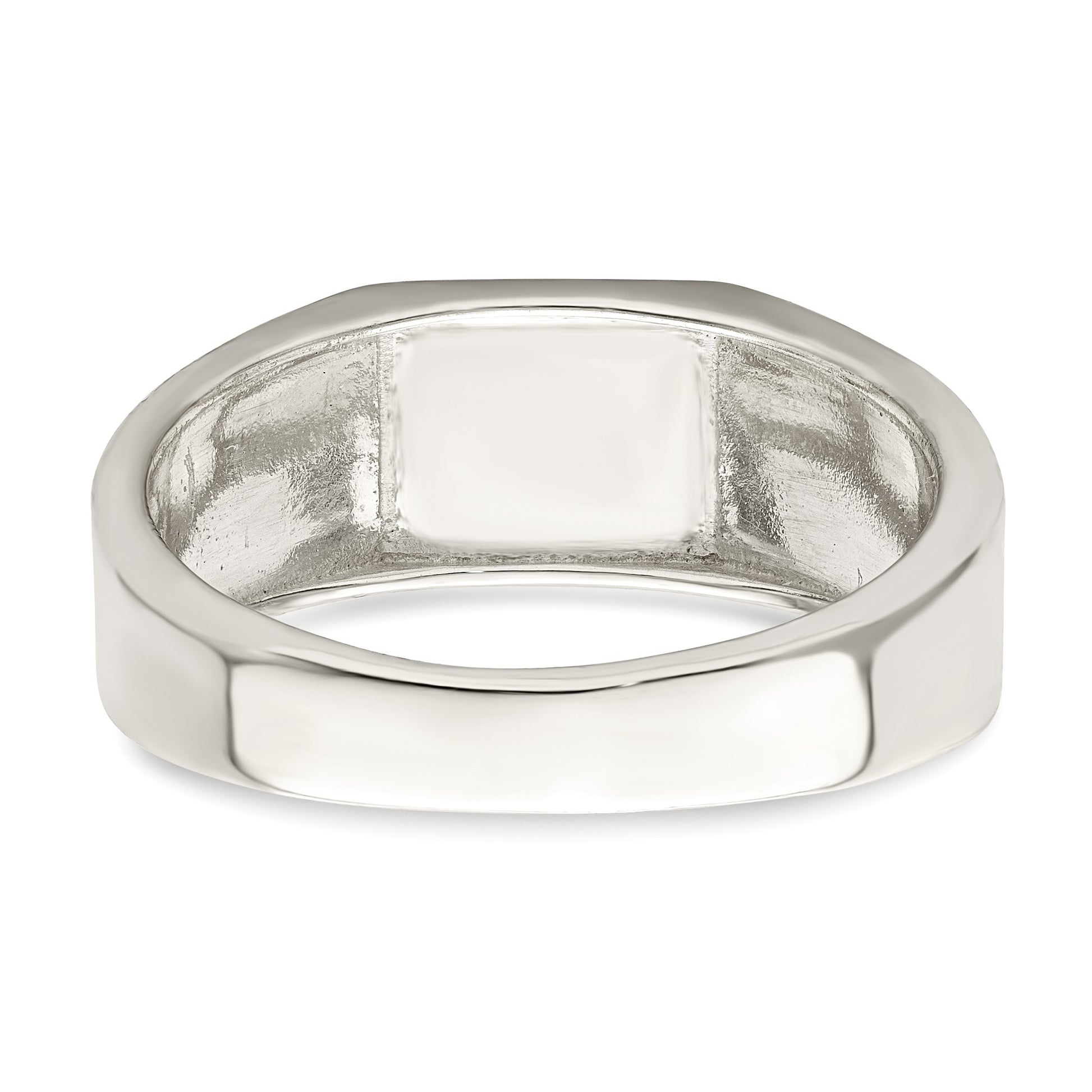 Sterling Silver Rhodium-plated Enameled Cross Ring