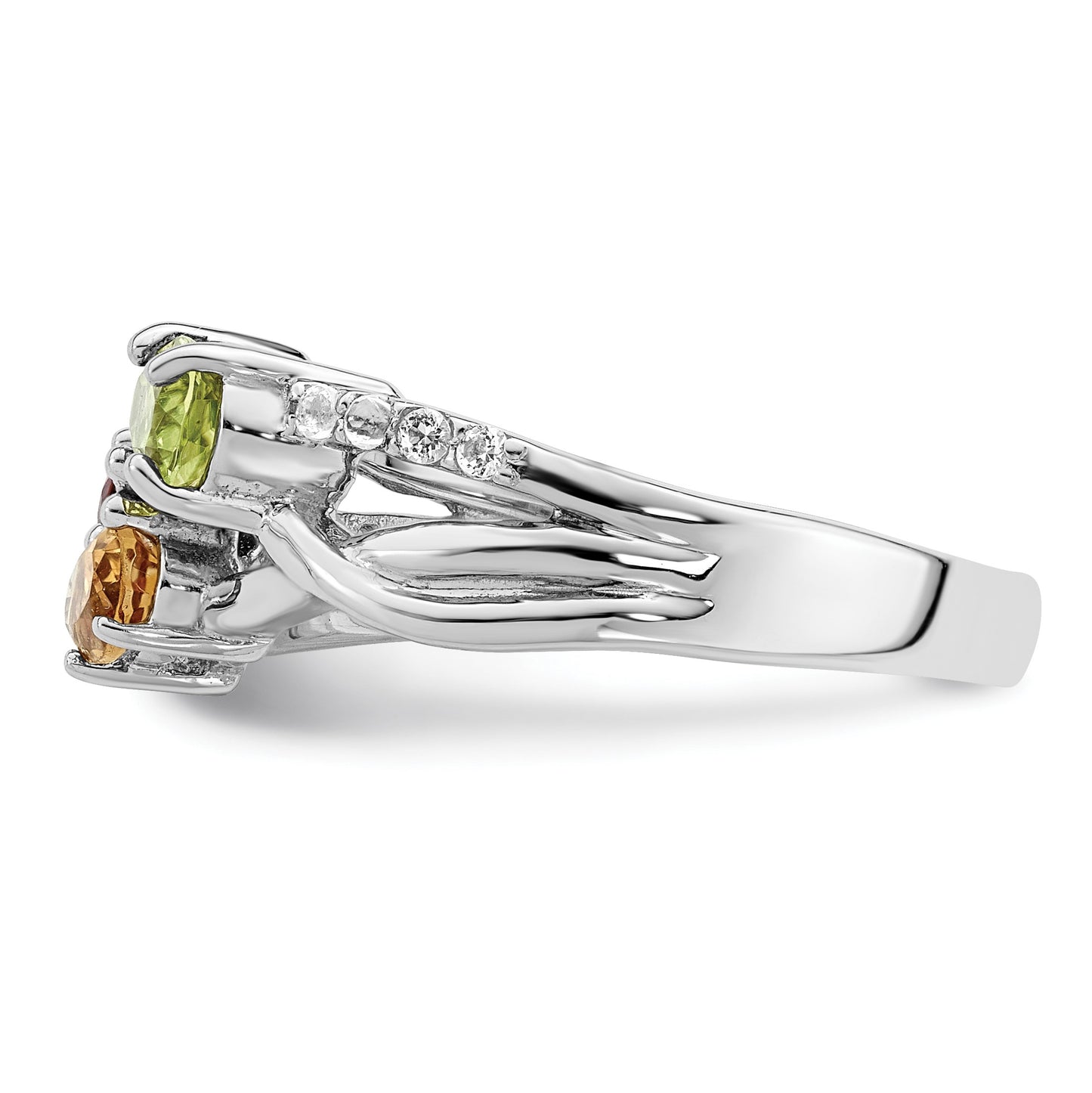 Sterling Silver RH-plated 1.08t.w. PE/CI/GA/WT Ring