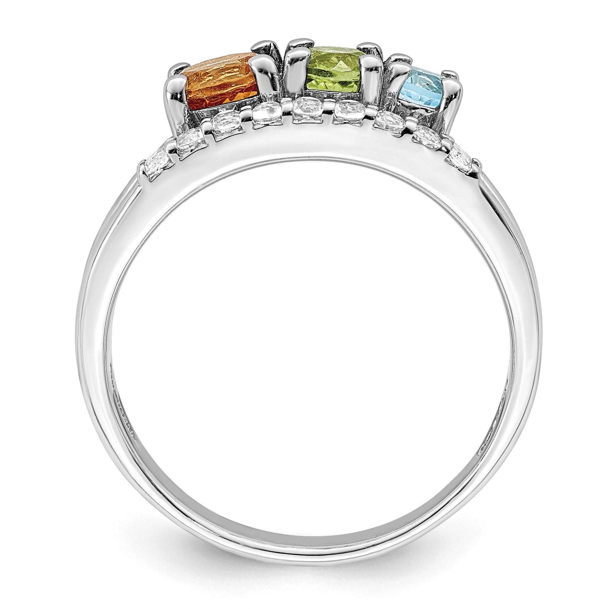 Sterling Silver RH-plated .95t.w. CI/PE/BT/WT Circle ByPass Ring