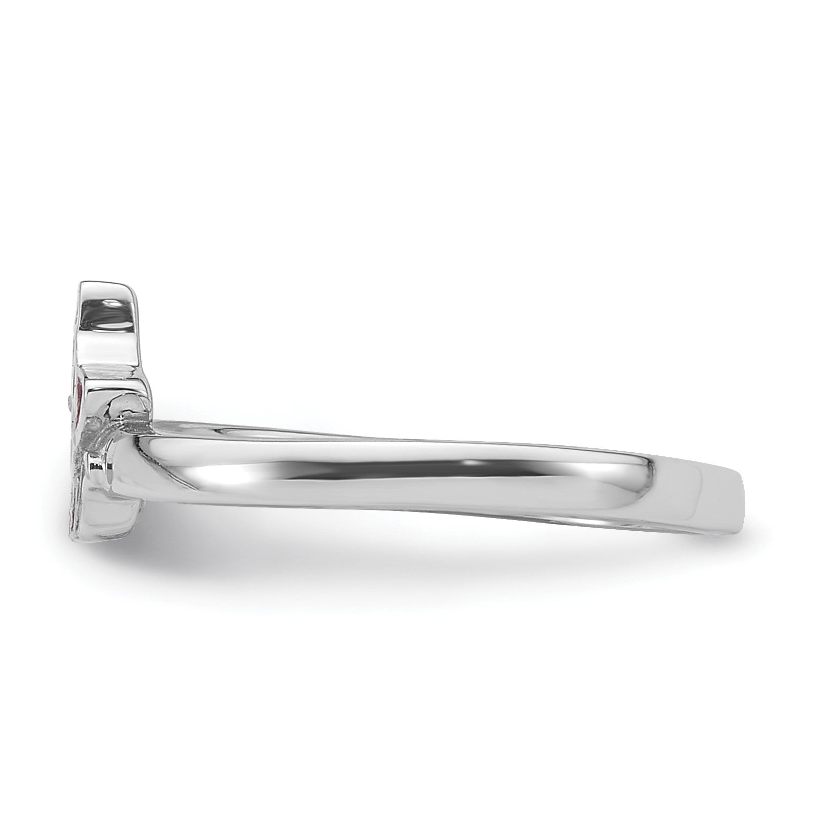 Sterling Silver Rhodium-plated Multi-color Enameled Cat Children's Ring