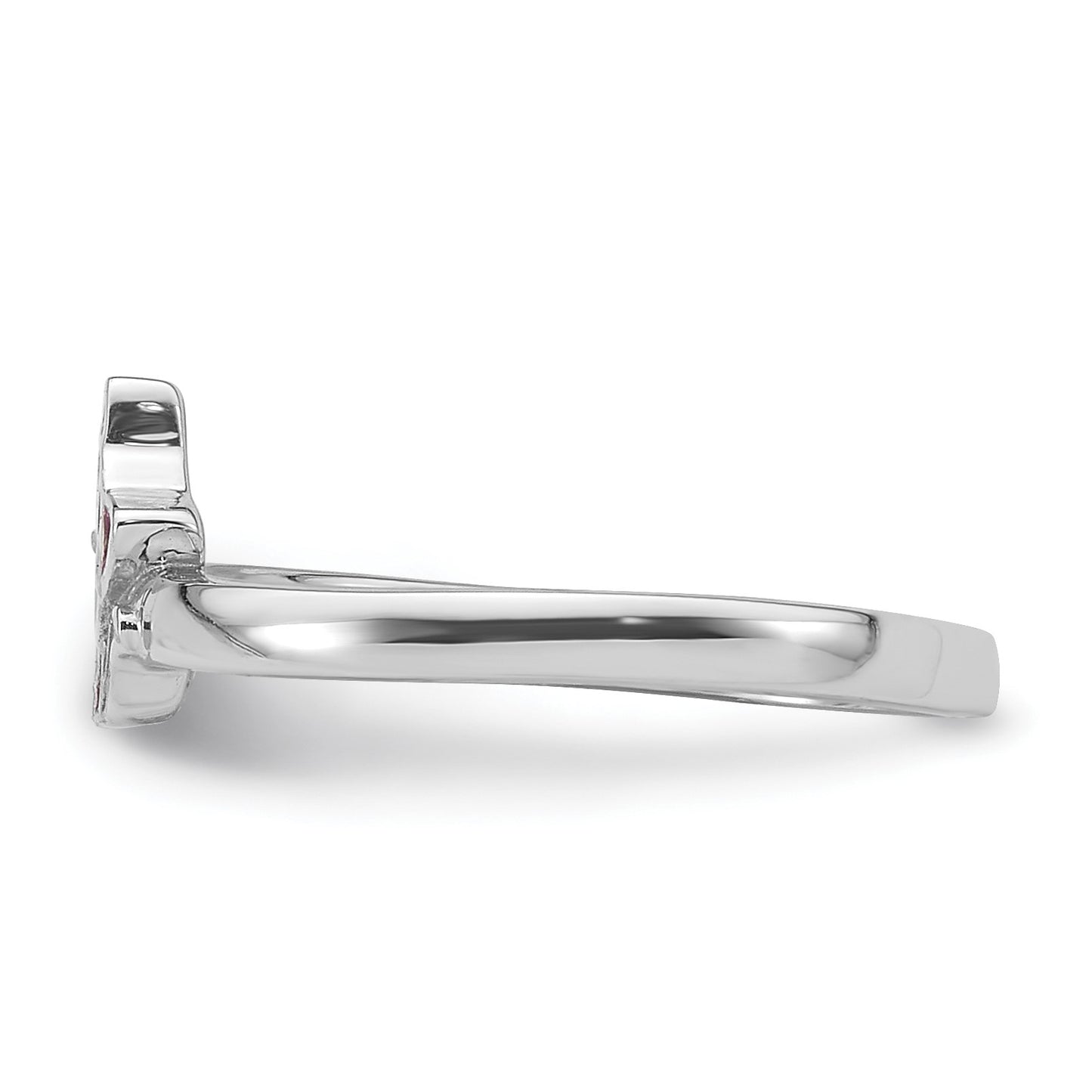 Sterling Silver Rhodium-plated Multi-color Enameled Cat Children's Ring
