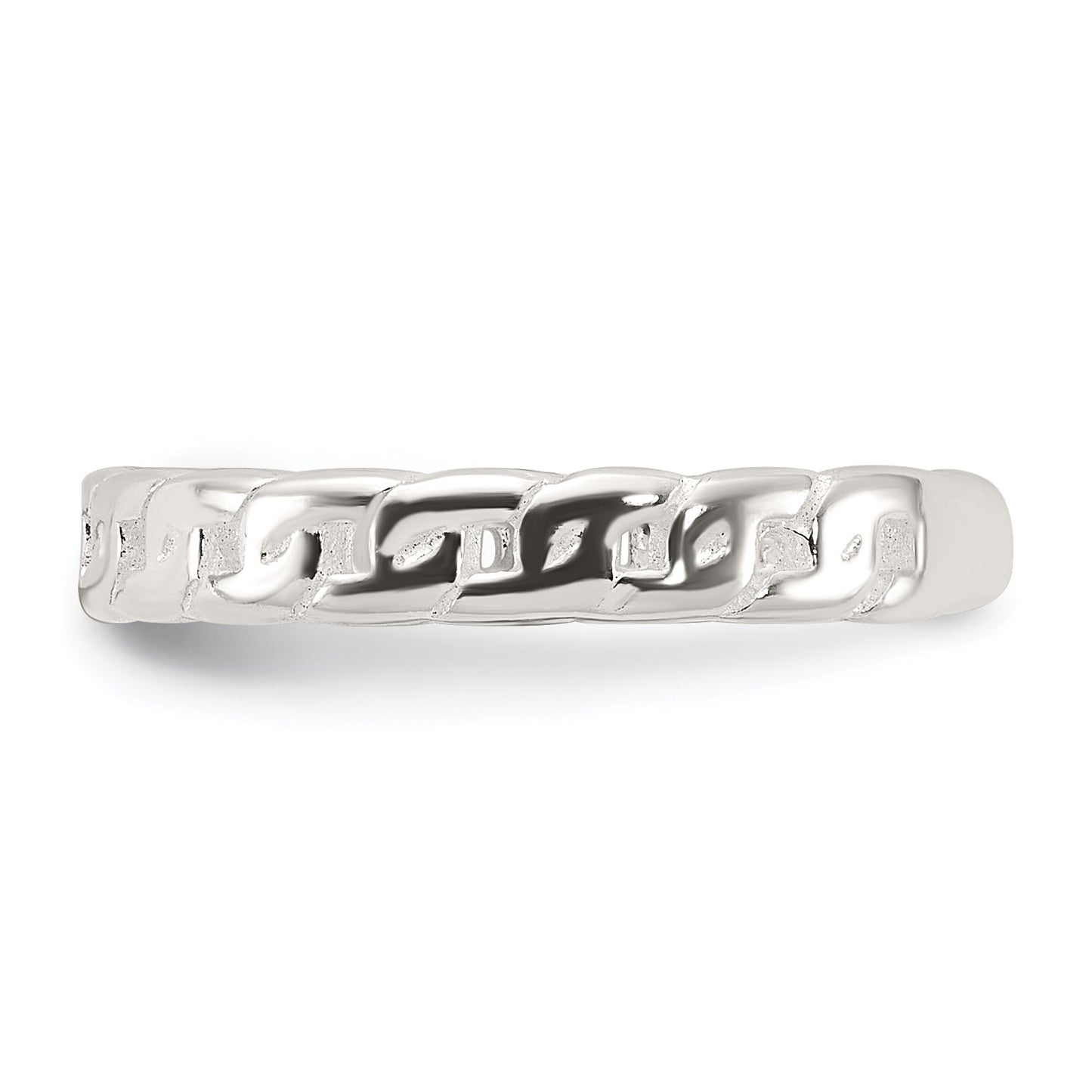 Sterling Silver Polished Arrow/Chain Link/Plain Set of 3 Toe Rings