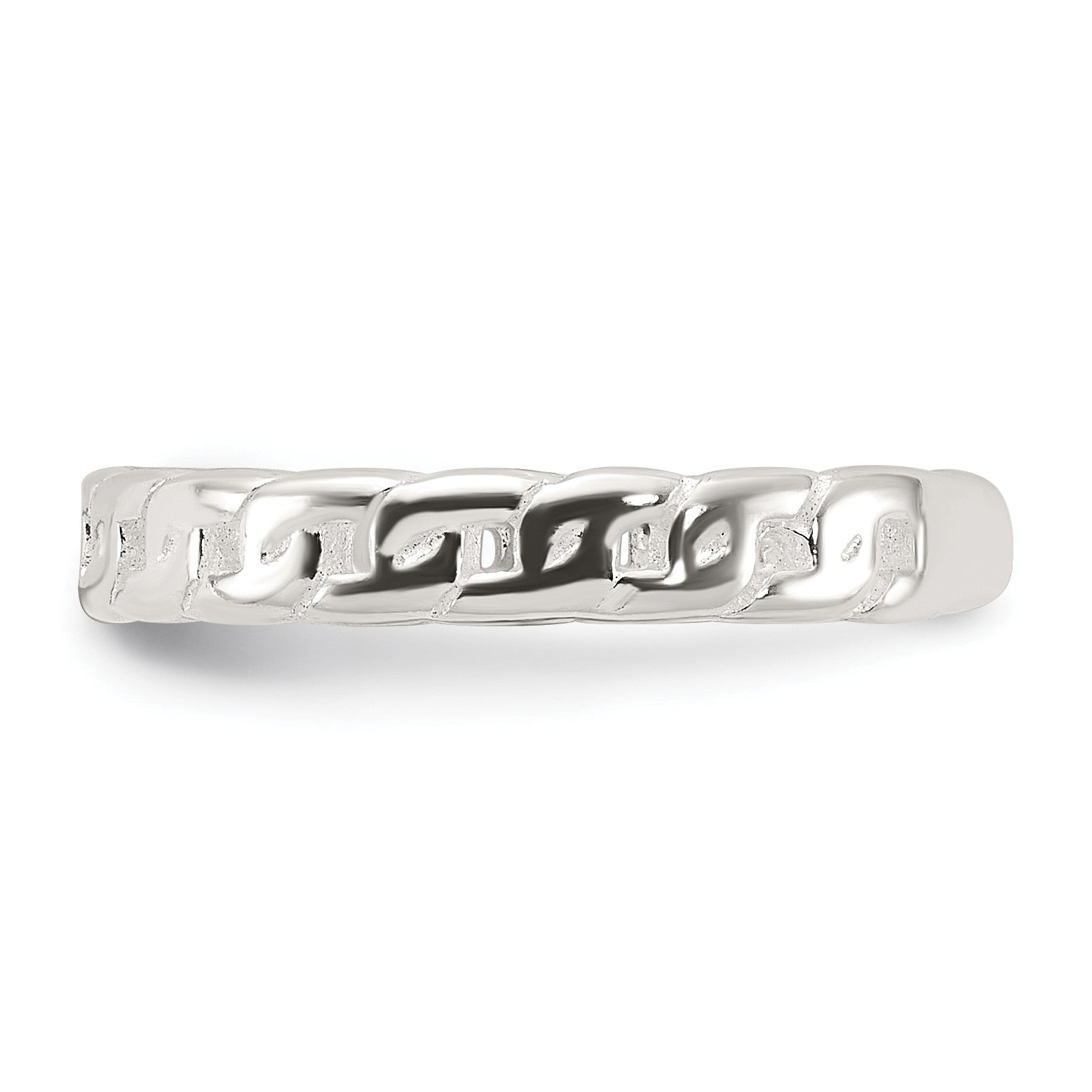 Sterling Silver Polished Arrow/Chain Link/Plain Set of 3 Toe Rings