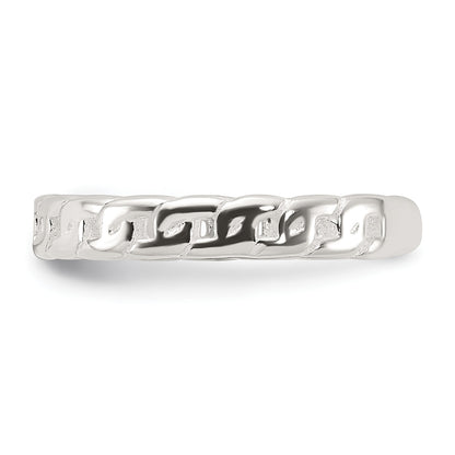 Sterling Silver Polished Arrow/Chain Link/Plain Set of 3 Toe Rings