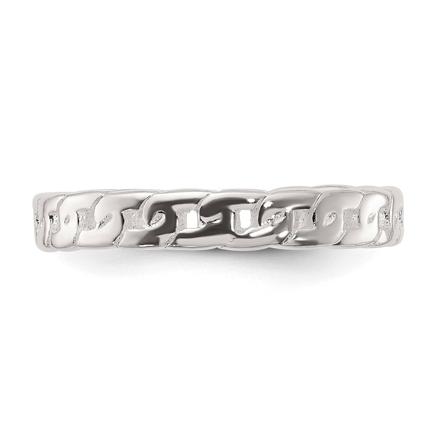 Sterling Silver Polished Arrow/Chain Link/Plain Set of 3 Toe Rings