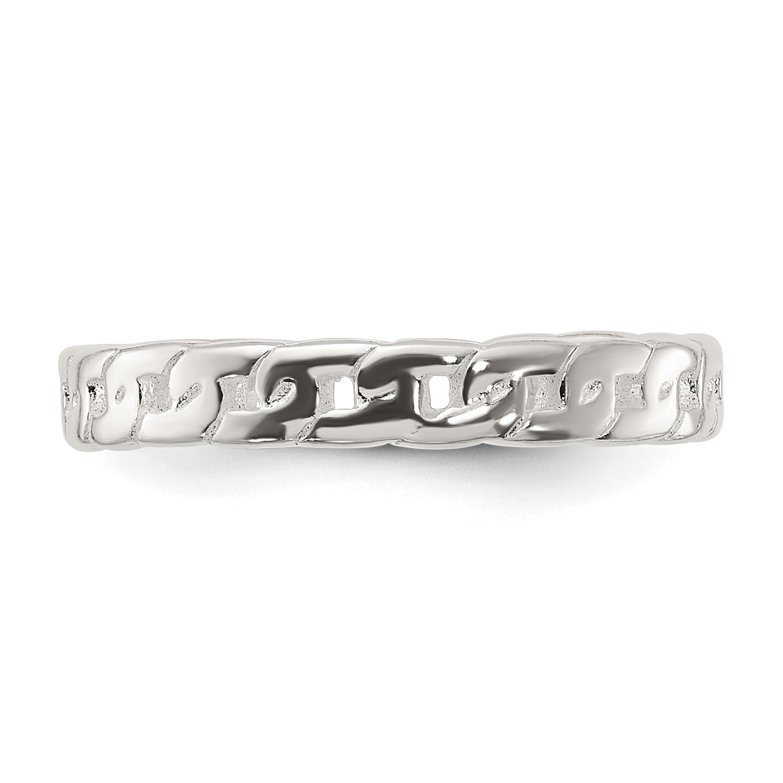 Sterling Silver Polished Arrow/Chain Link/Plain Set of 3 Toe Rings