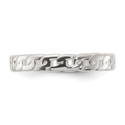 Sterling Silver Polished Arrow/Chain Link/Plain Set of 3 Toe Rings