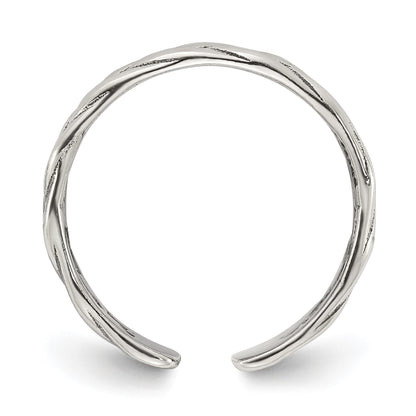 Sterling Silver Polished and Antiqued Set of 2 Toe Rings