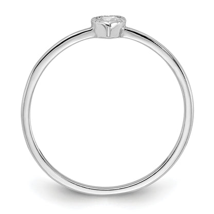 Sterling Silver Rhodium-plated CZ Heart Ring