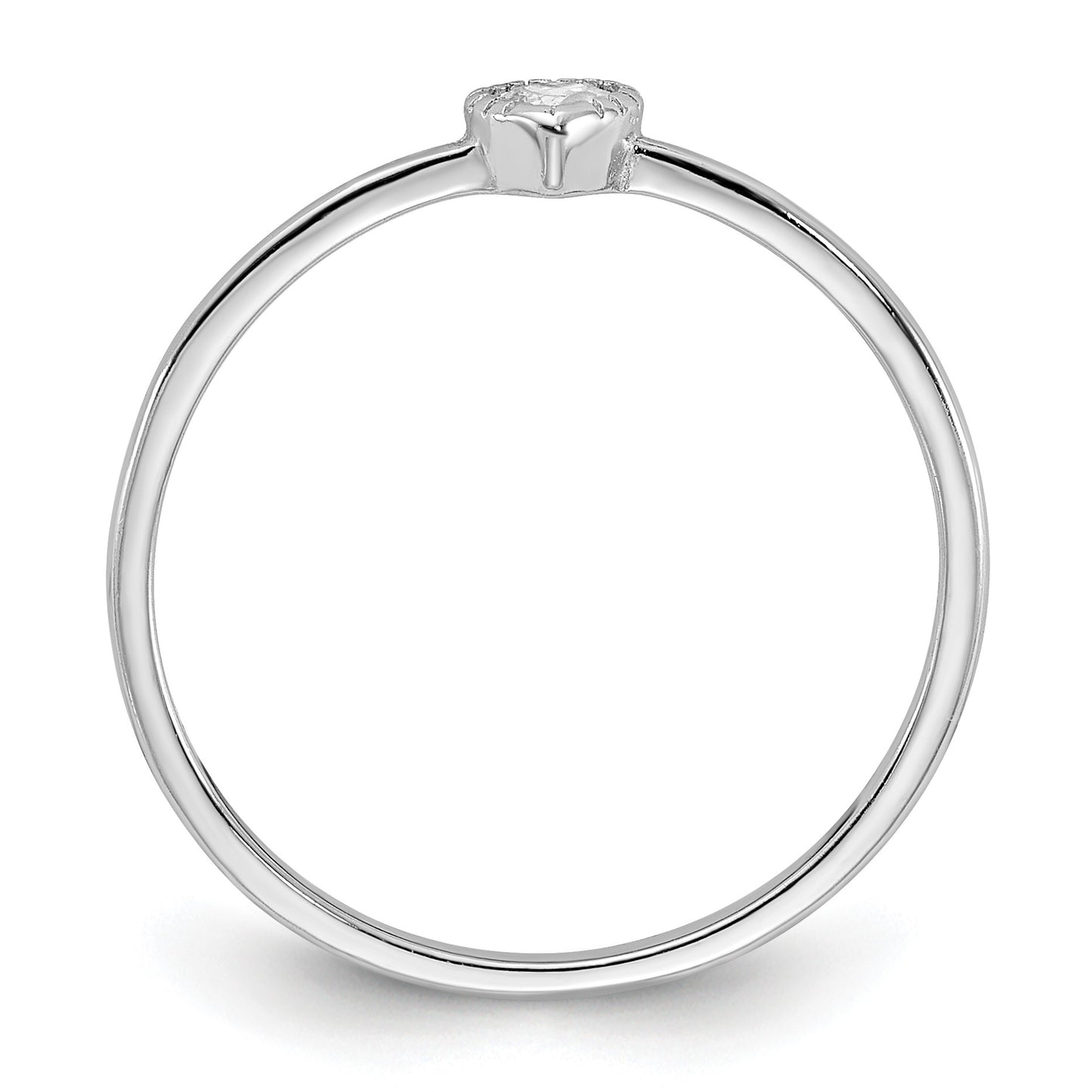 Sterling Silver Rhodium-plated CZ Heart Ring