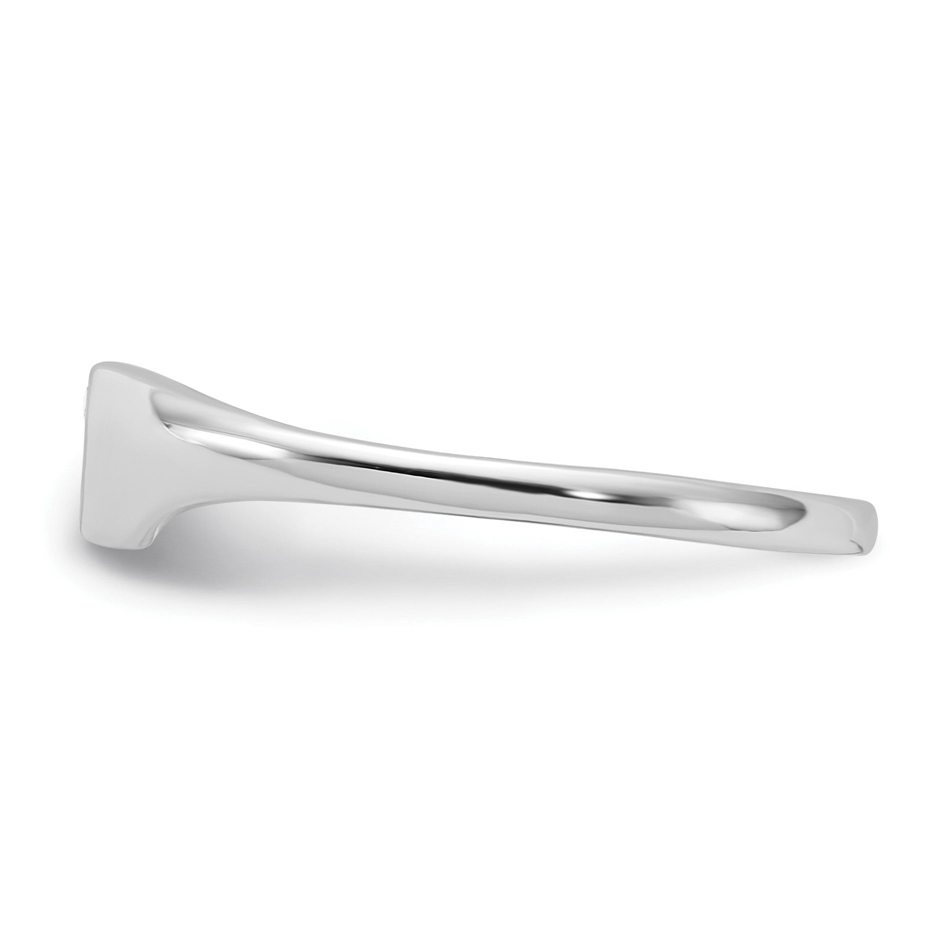 Sterling Silver Rhodium-plated CZ Heart Signet Ring