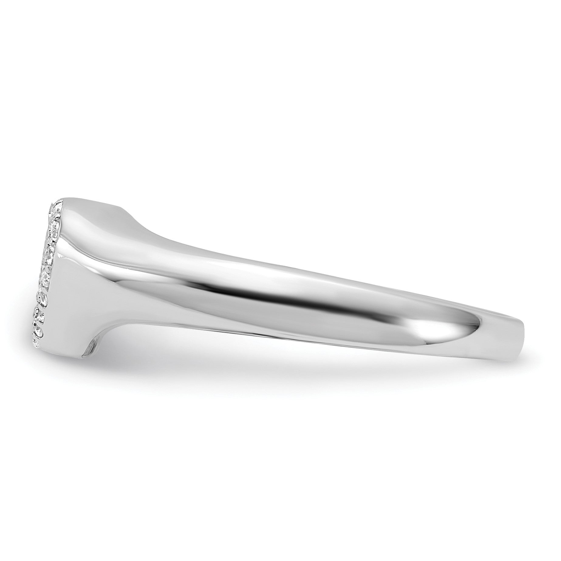 Sterling Silver Rhodium-plated Micro Pave CZ Heart Ring
