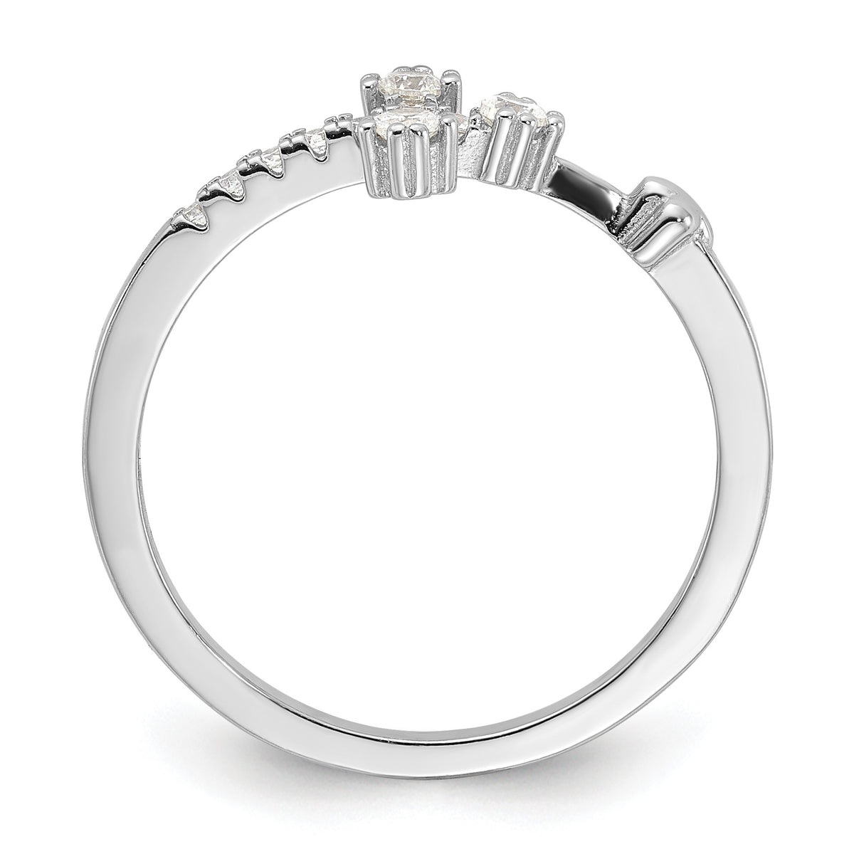 Sterling Silver Flash Platinum-plated CZ Cross Ring