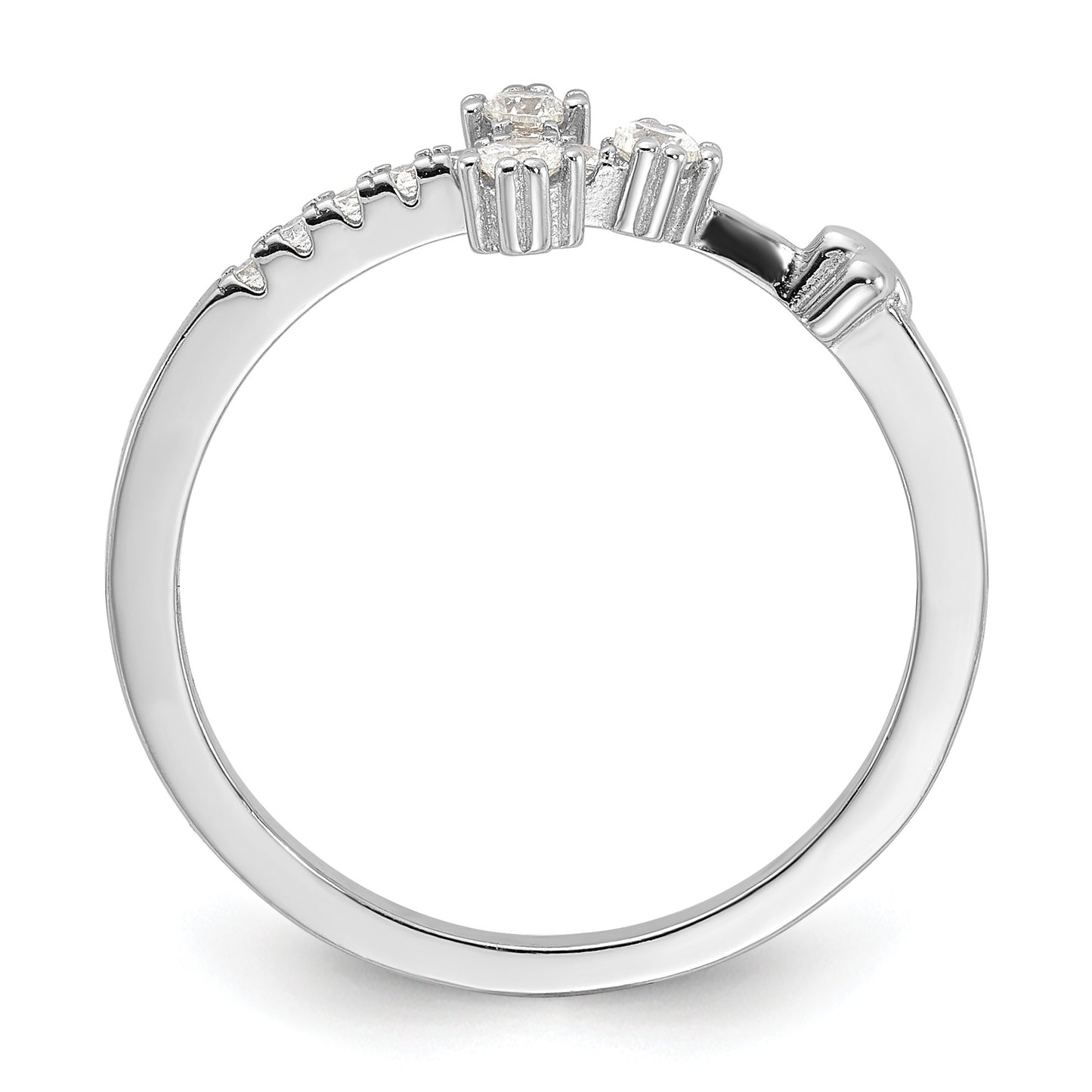 Sterling Silver Flash Platinum-plated CZ Cross Ring