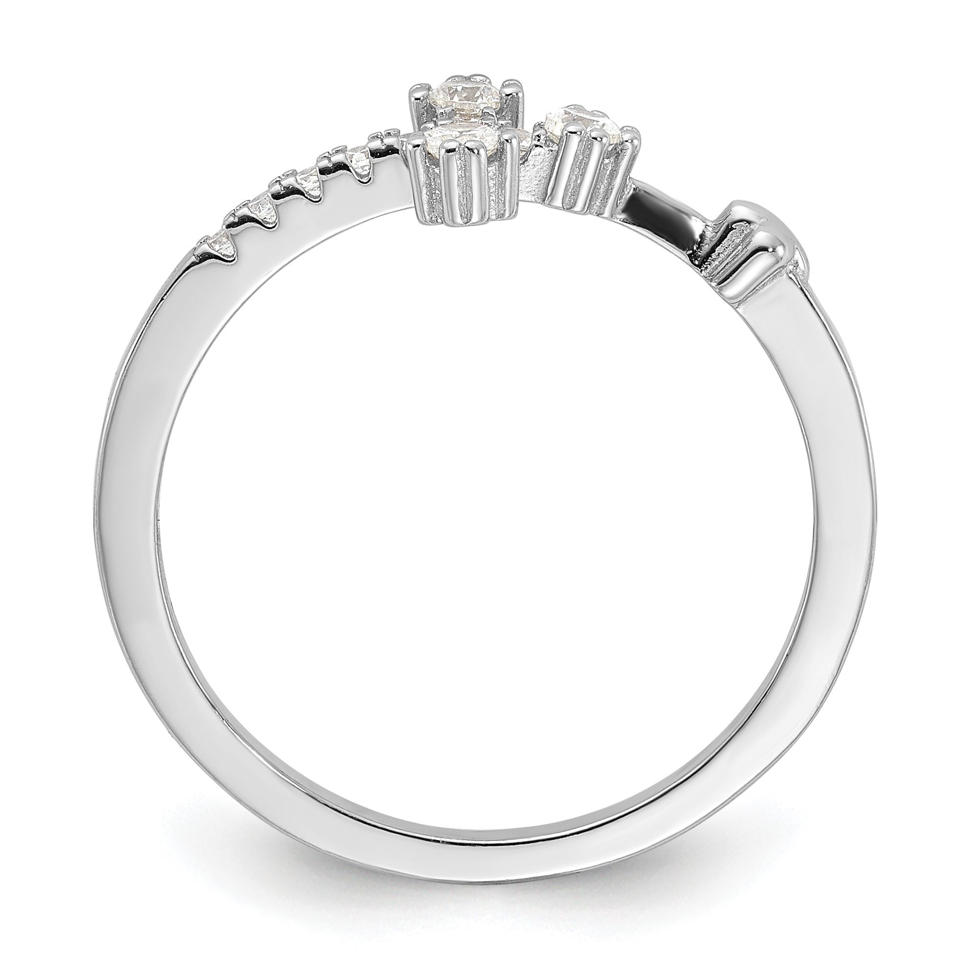 Sterling Silver Flash Platinum-plated CZ Cross Ring