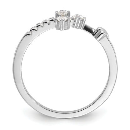 Sterling Silver Flash Platinum-plated CZ Cross Ring