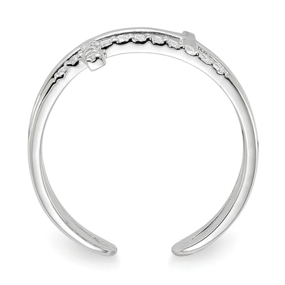 Sterling Silver E-coated CZ Cross Open Back Ring