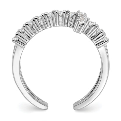 True Fire Sterling Silver Rhodium-plated Double Cross CZ Open Back Ring