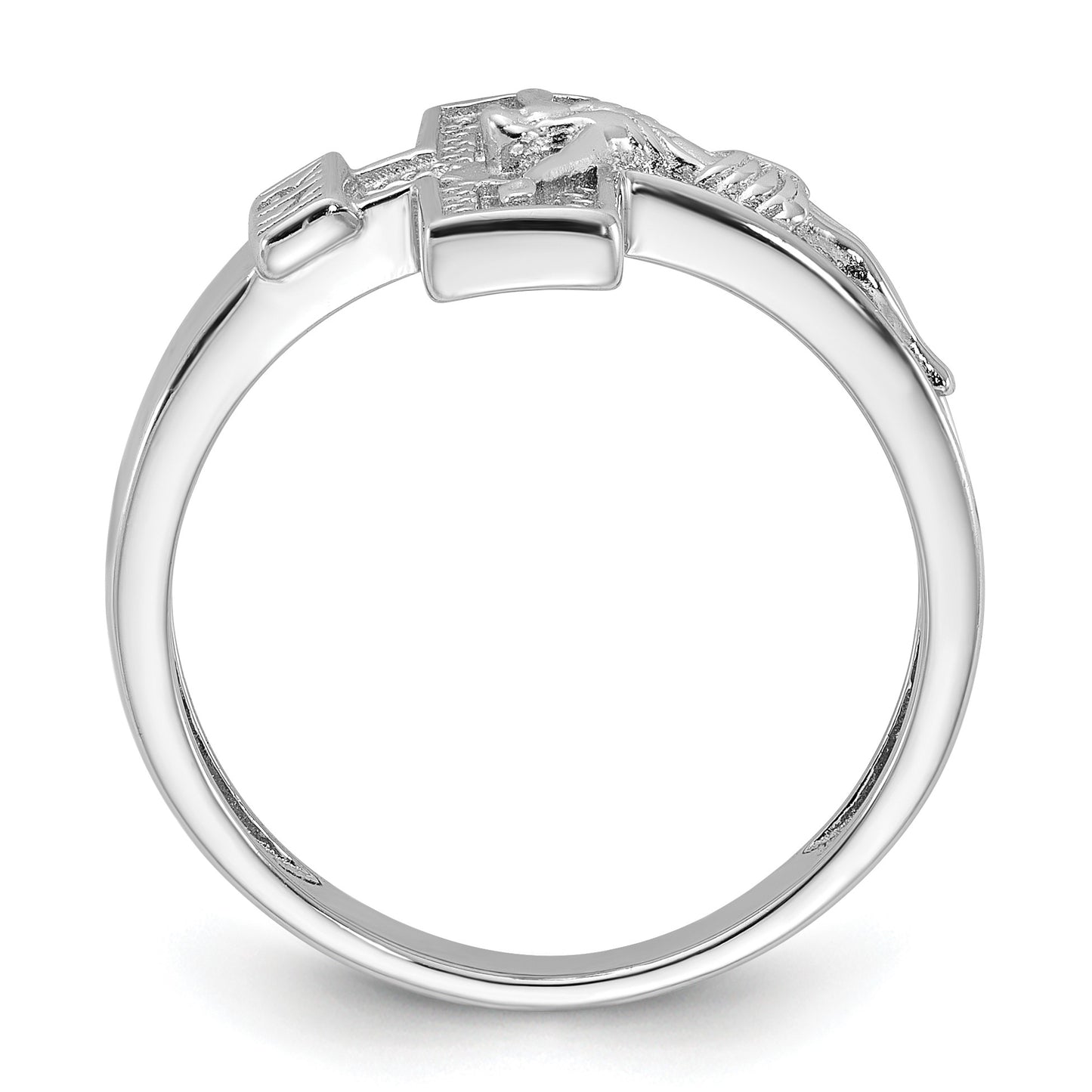 Sterling Silver Rhodium-plated INRI Crucifix Ring