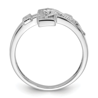 Sterling Silver Rhodium-plated INRI Crucifix Ring