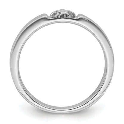 Sterling Silver Rhodium-plated Fleur-de-Lis Band Ring