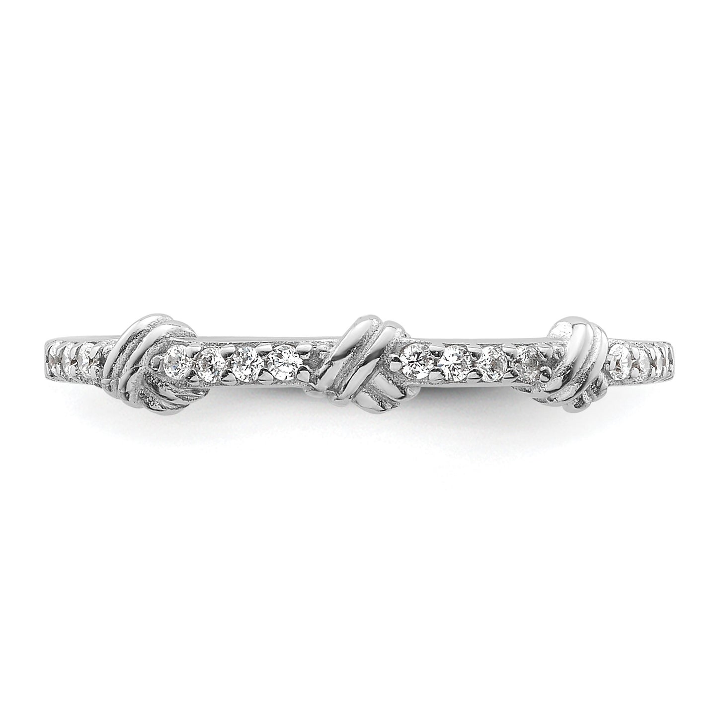 Sterling Silver Rhodium-plated Clear CZ Knot Ring