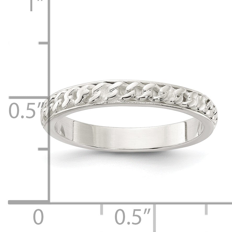 Sterling Silver Chain Inlay Design 3mm Band