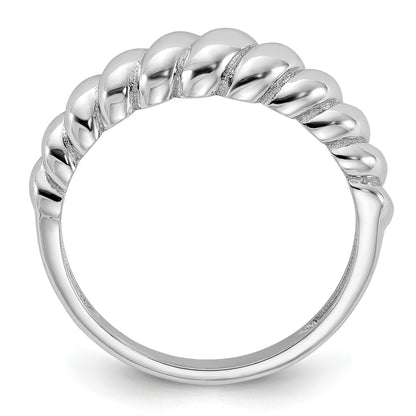 Sterling Silver Rhodium-plated Scalloped Ring