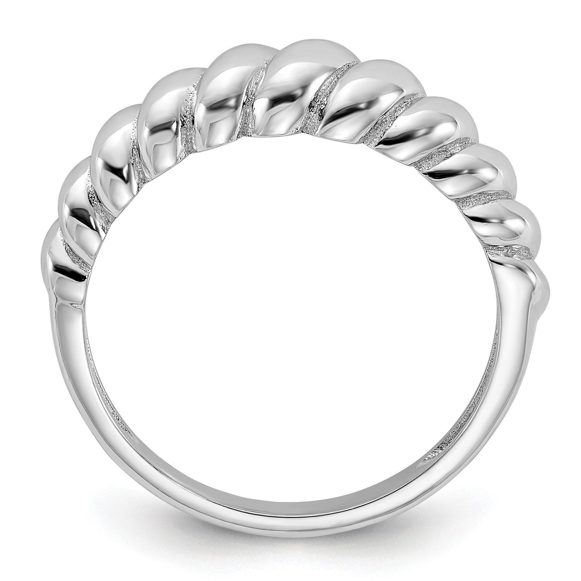 Sterling Silver Rhodium-plated Scalloped Ring