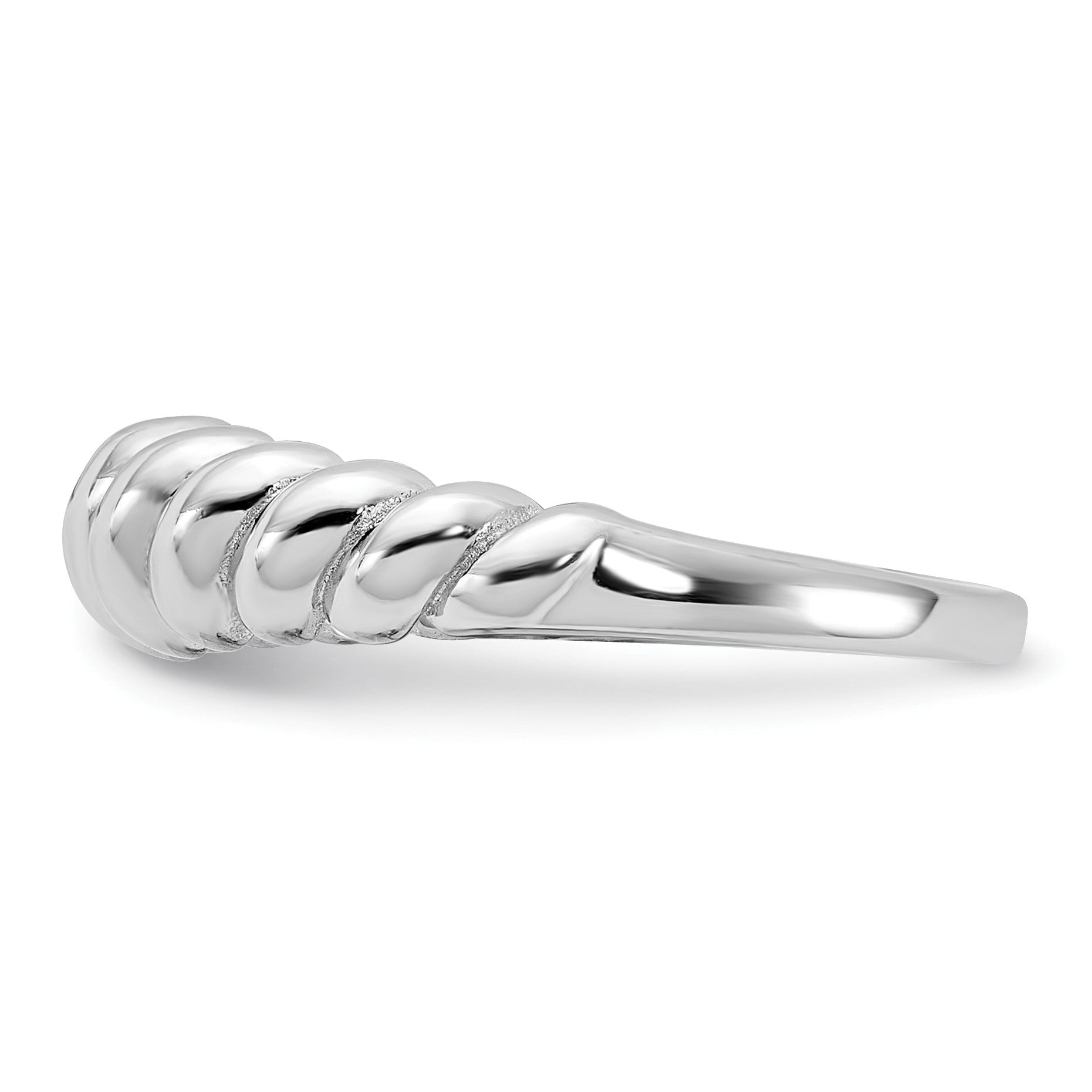 Sterling Silver Rhodium-plated Scalloped Ring