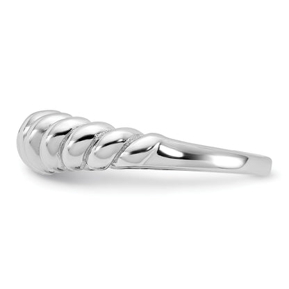 Sterling Silver Rhodium-plated Scalloped Ring