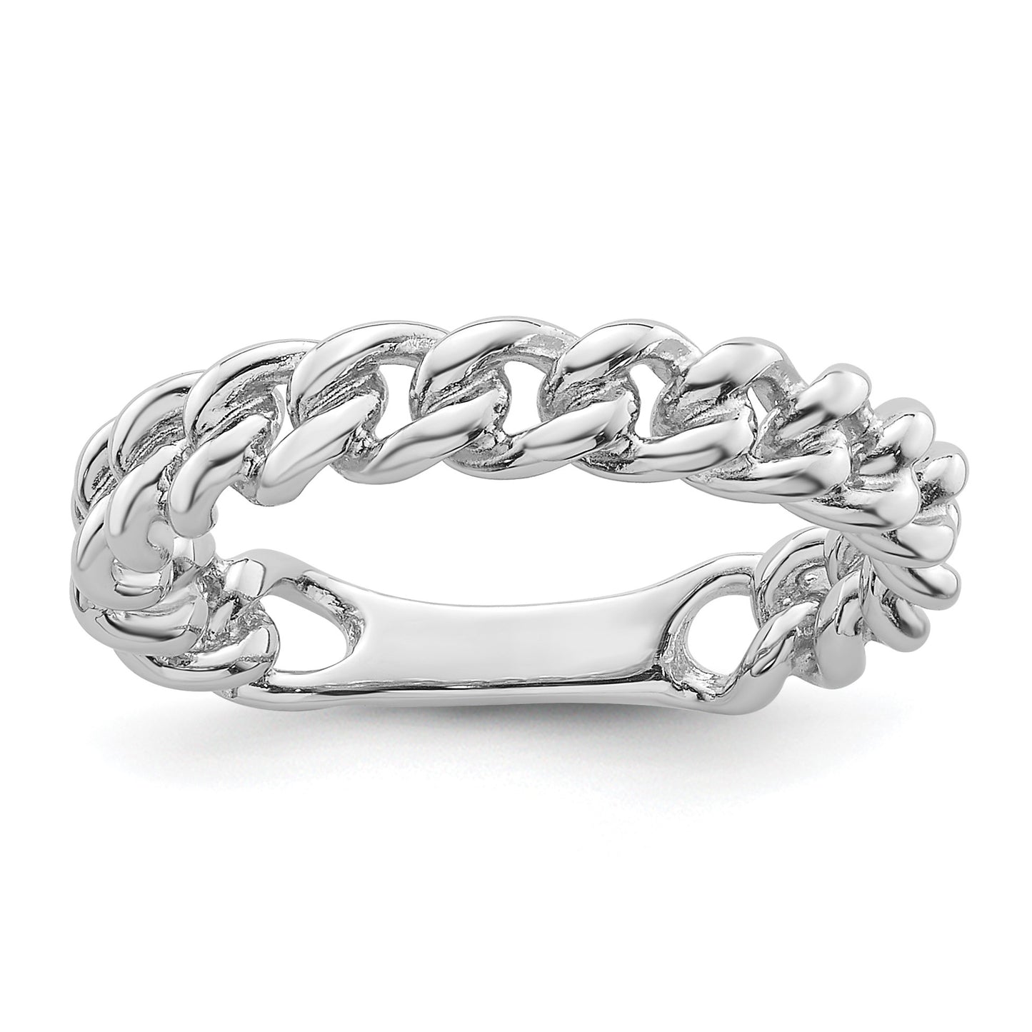 Sterling Silver Rhodium-plated Polished Chain Link Ring