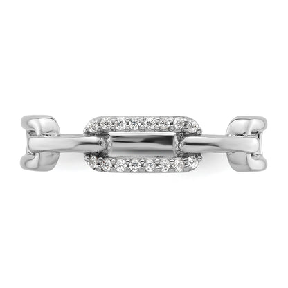 Sterling Silver Rhodium-plated CZ Link Ring