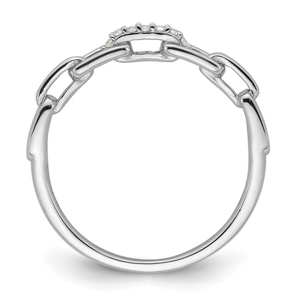 Sterling Silver Rhodium-plated CZ Link Ring