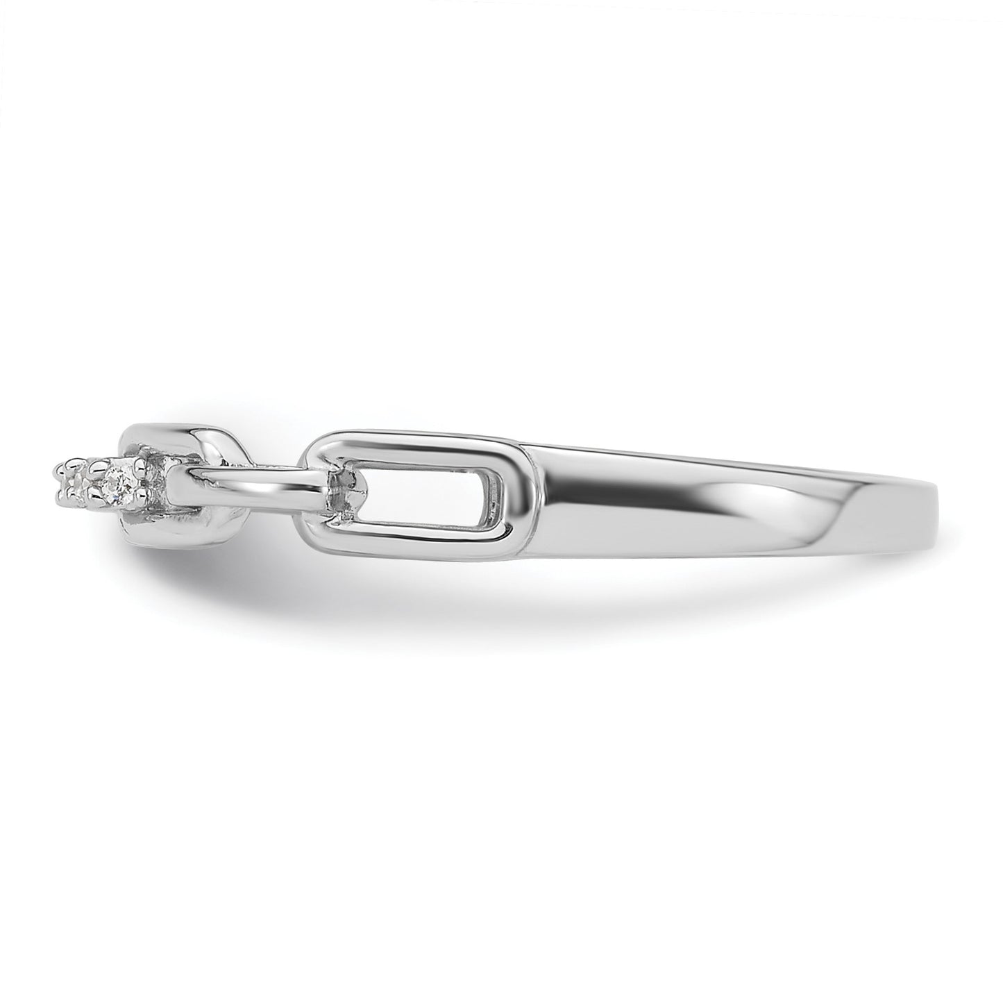 Sterling Silver Rhodium-plated CZ Link Ring