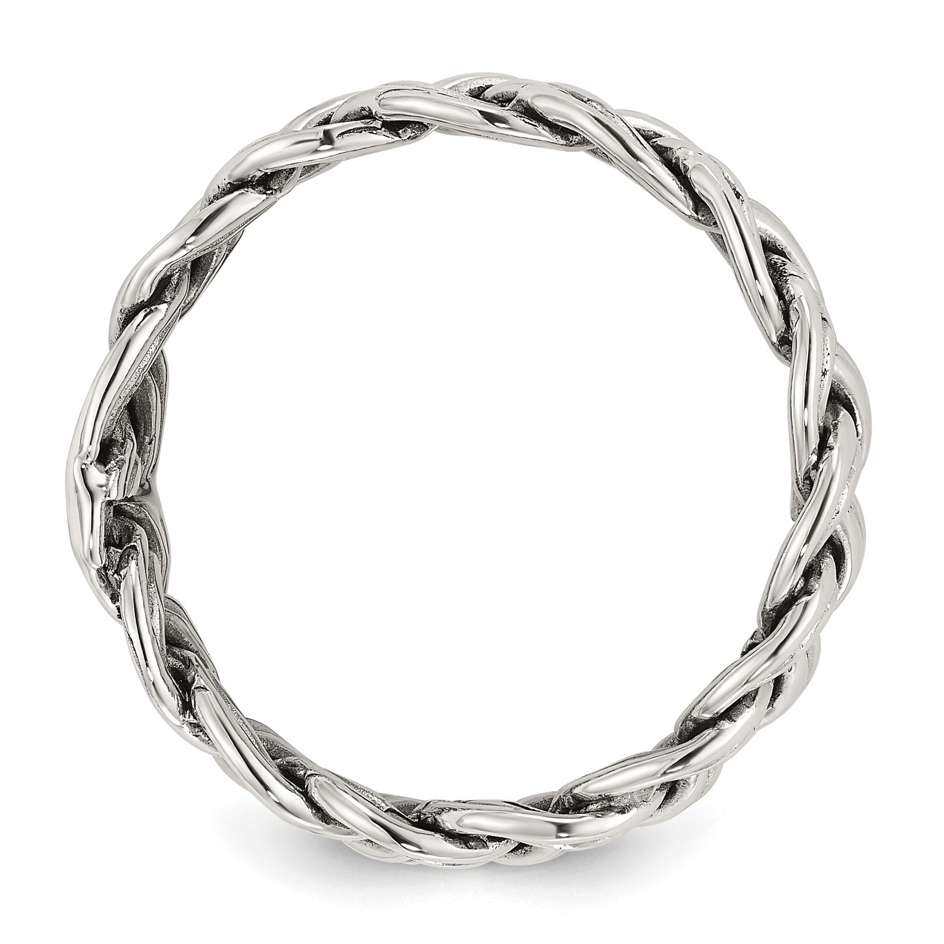 Sterling Silver Oxidize and Polished 6mm Braided Band