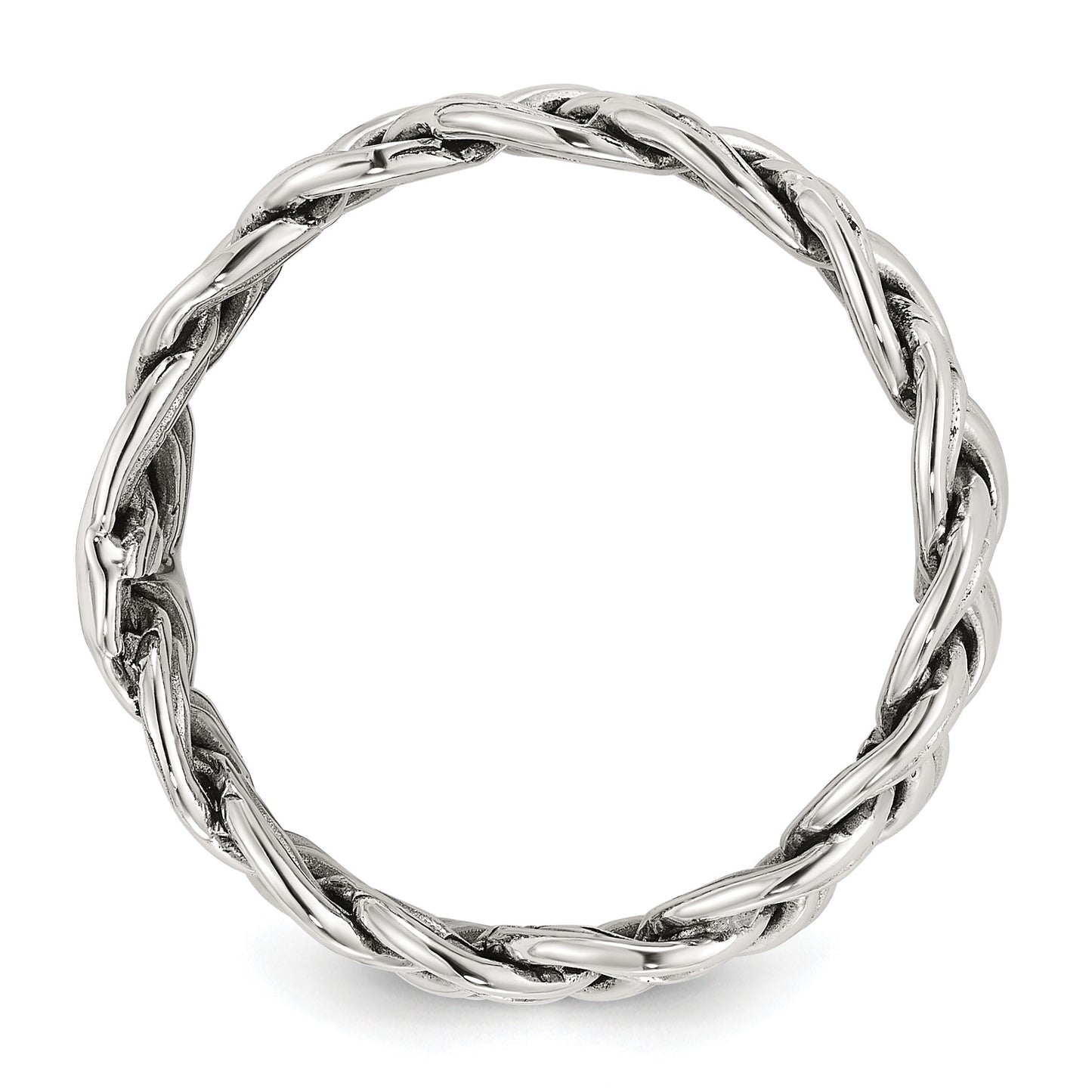 Sterling Silver Oxidize and Polished 6mm Braided Band