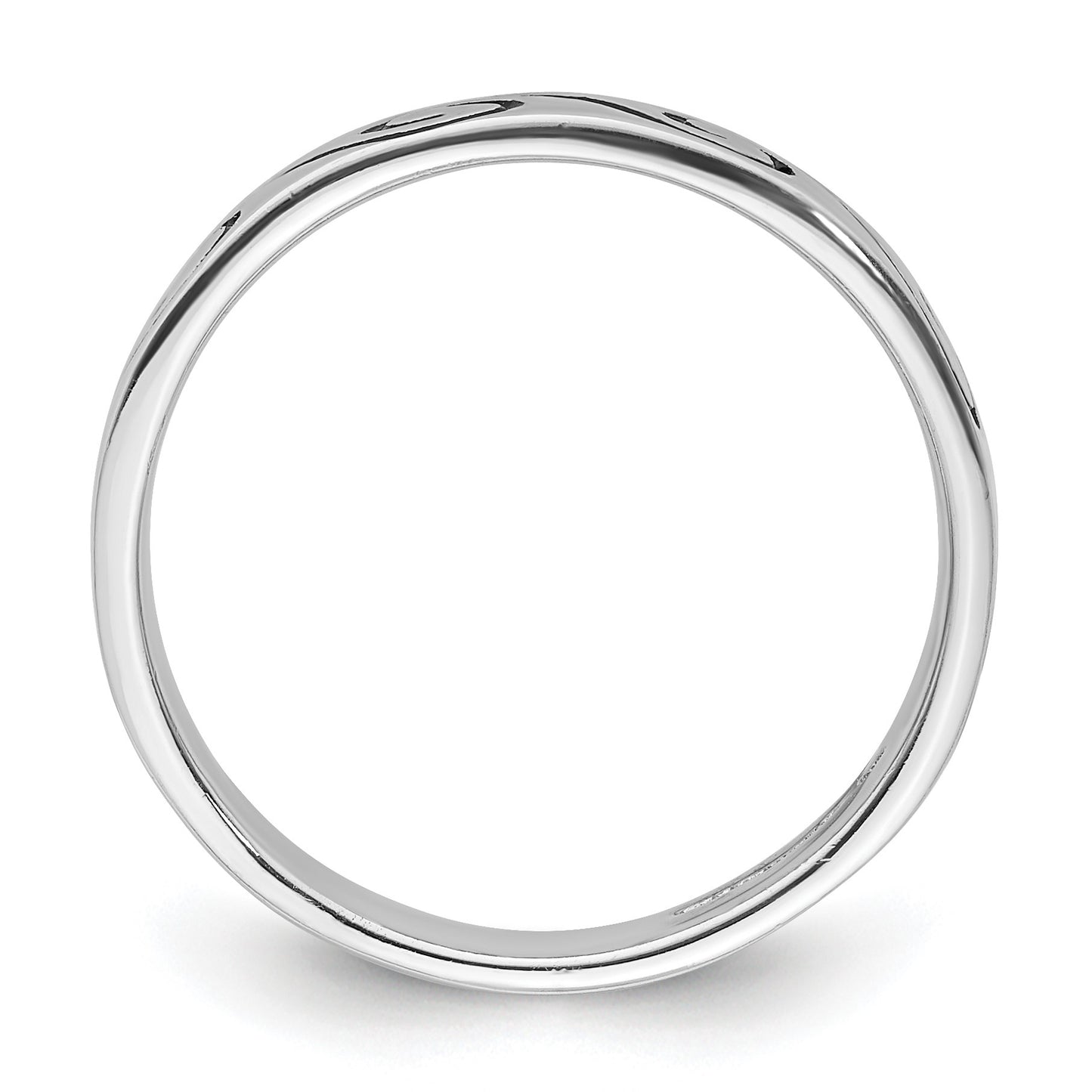 Sterling Silver Rhodium-plated Antiqued Wave Design 4.5mm Band Ring