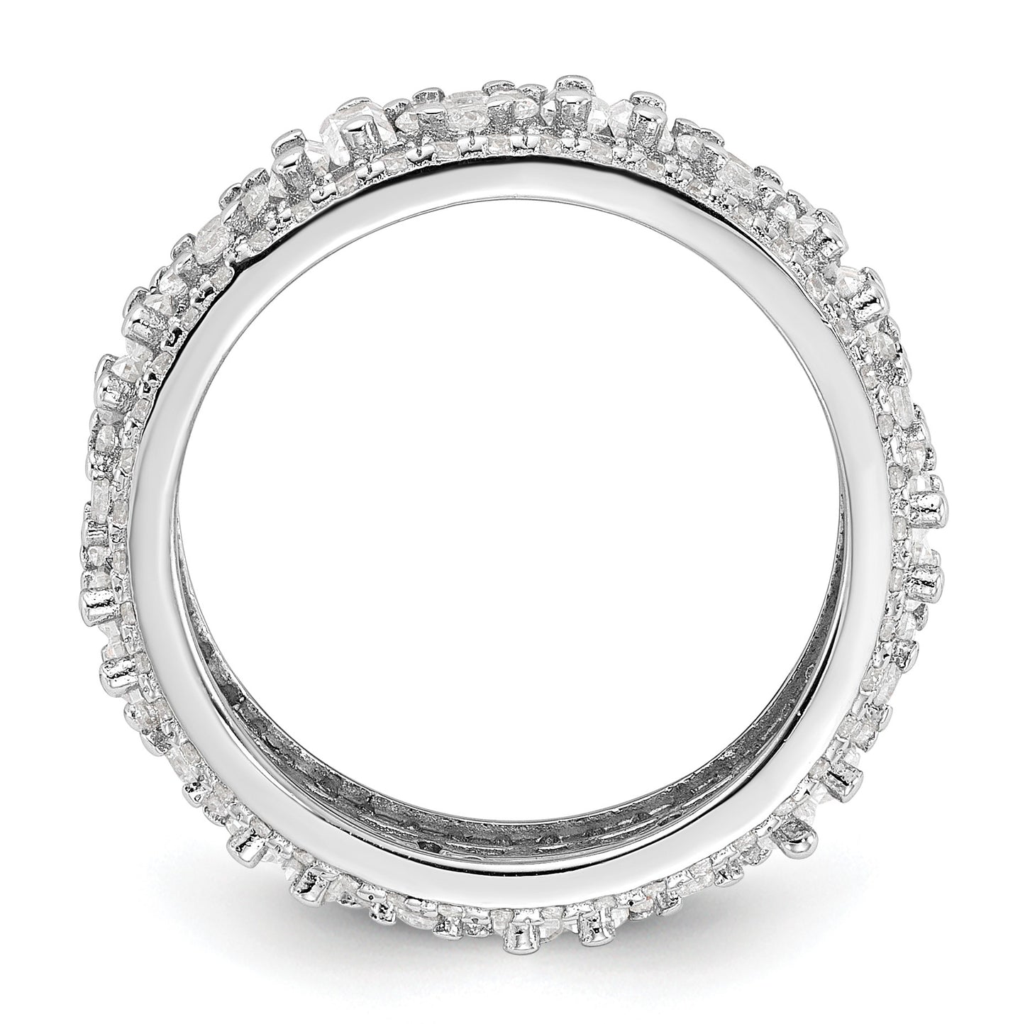 Sterling Silver Rhodium-plated CZ Eternity Band