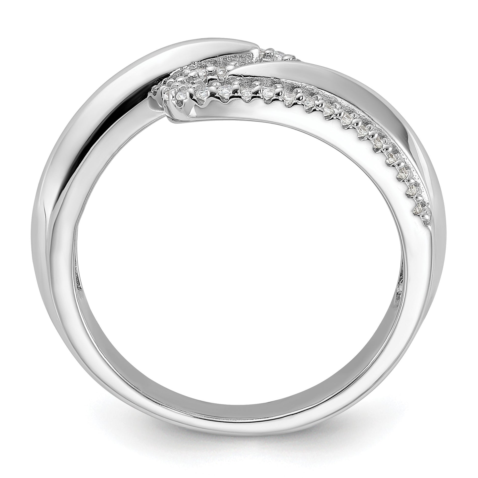 Pure Fire Sterling Silver Rhodium-plated Fancy CZ Ring