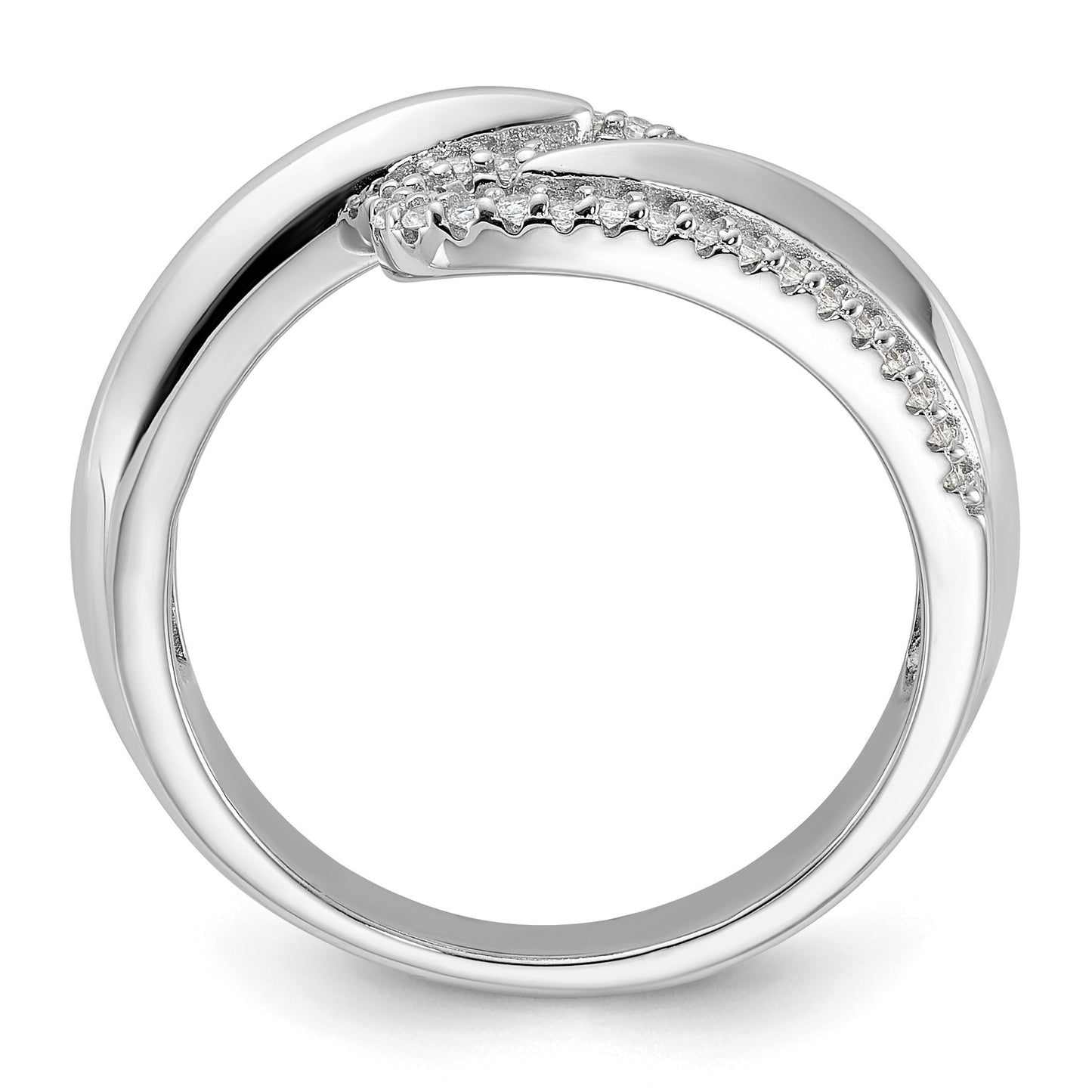 Pure Fire Sterling Silver Rhodium-plated Fancy CZ Ring