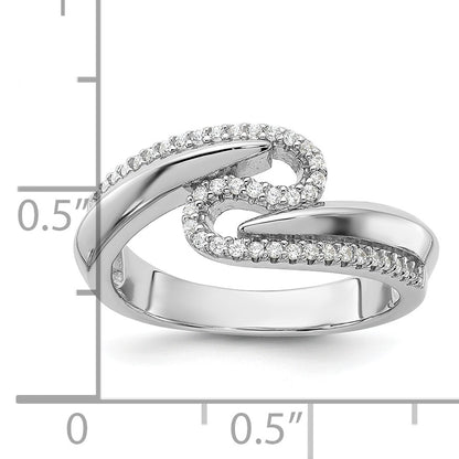 Pure Fire Sterling Silver Rhodium-plated Fancy CZ Ring