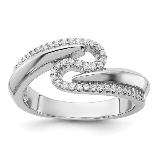 Pure Fire Sterling Silver Rhodium-plated Fancy CZ Ring