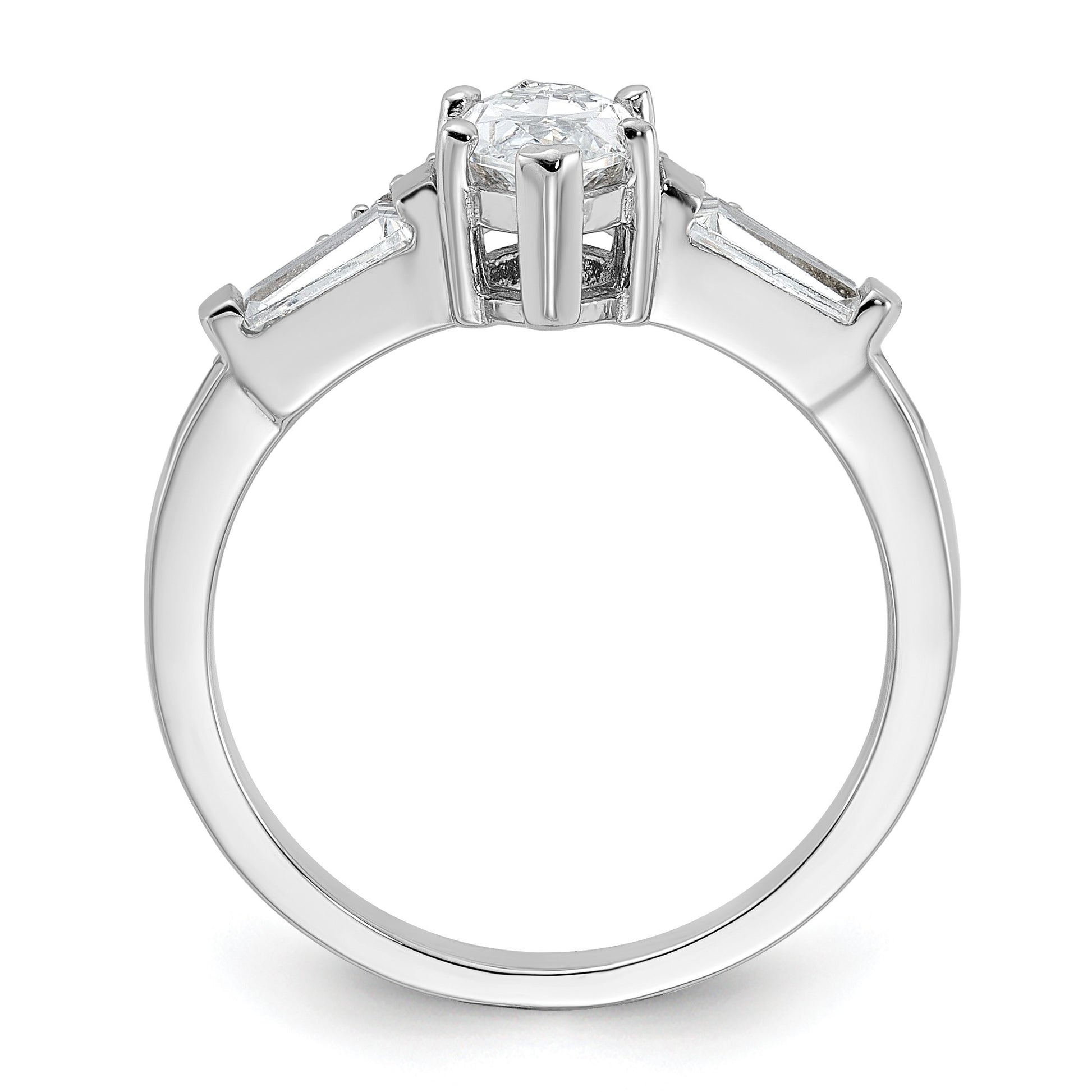 Pure Fire Sterling Silver Rhod-plated Fancy Marquise CZ Ring