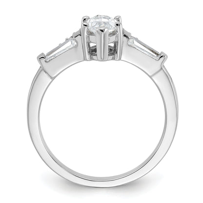Pure Fire Sterling Silver Rhod-plated Fancy Marquise CZ Ring