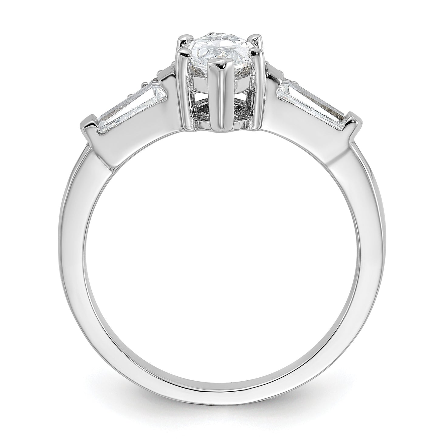 Pure Fire Sterling Silver Rhodium-plated Fancy Marquise CZ Ring