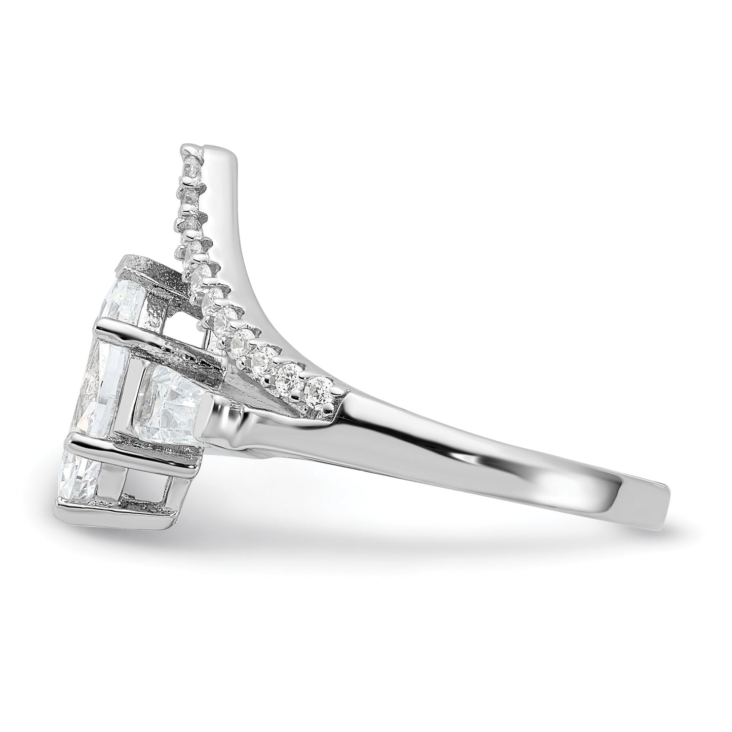 Pure Fire Sterling Silver Rhodium-plated Fancy Marquise CZ Ring