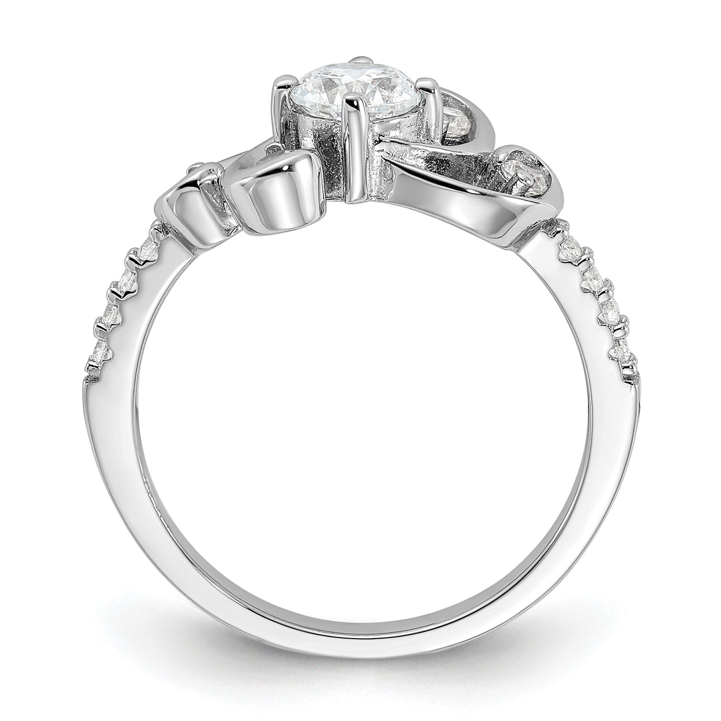 Pure Fire Sterling Silver Rhodium-plated Fancy CZ Ring