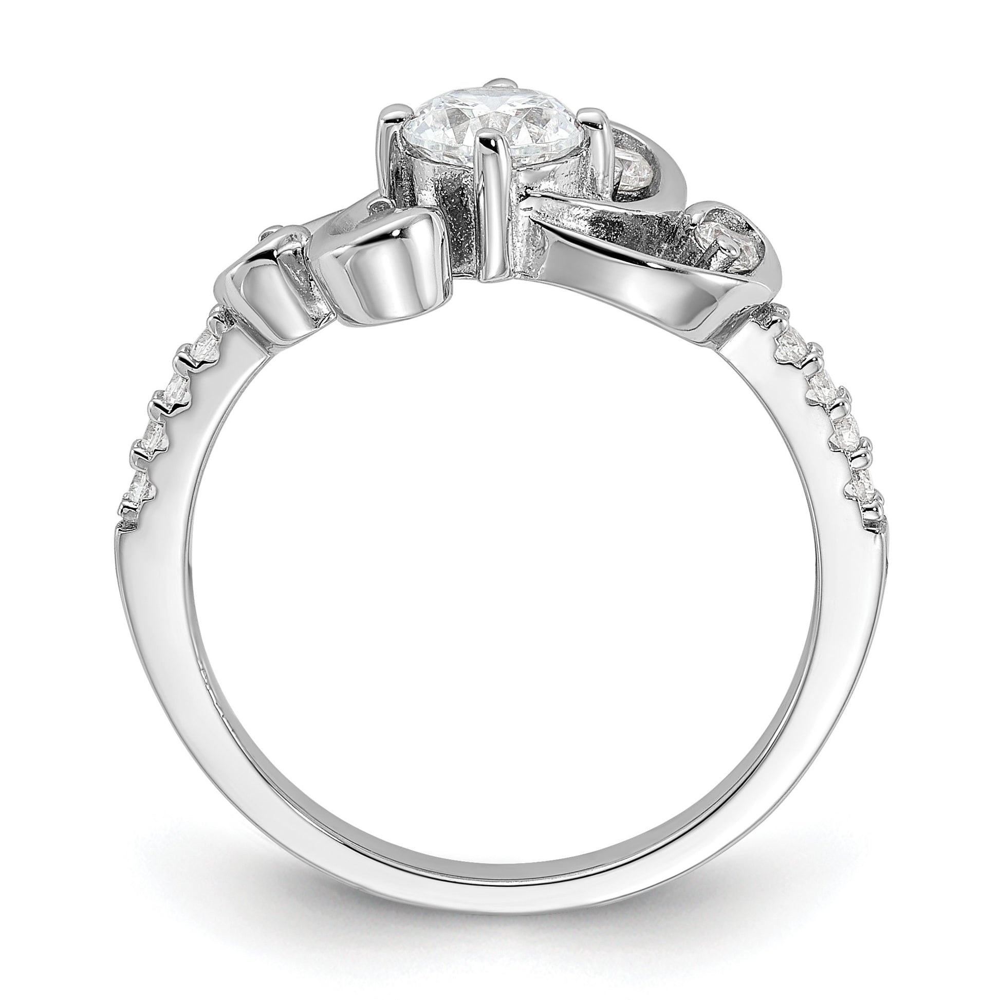 Pure Fire Sterling Silver Rhodium-plated Fancy CZ Ring