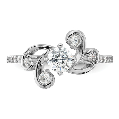 Pure Fire Sterling Silver Rhodium-plated Fancy CZ Ring
